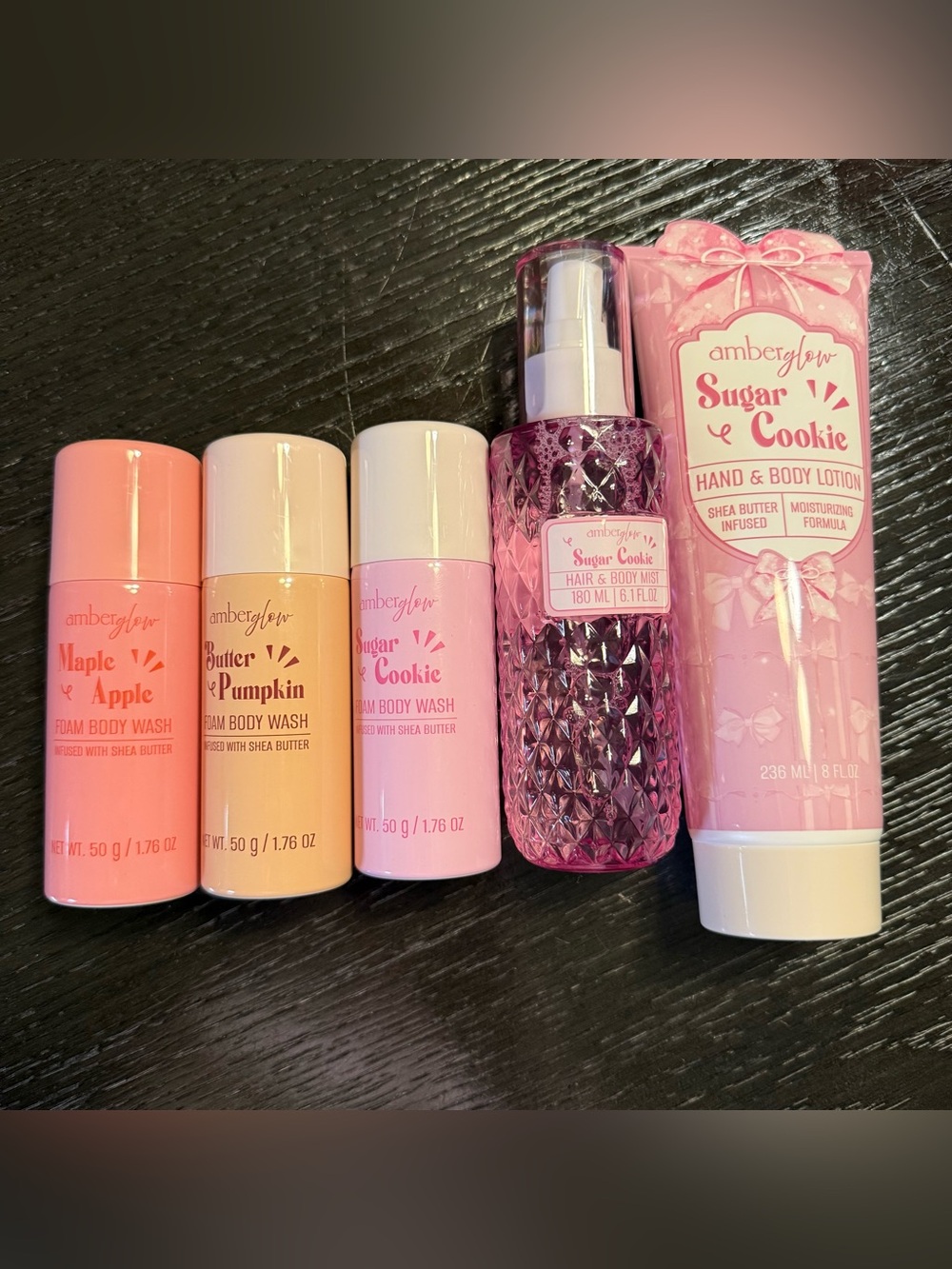 Amber Glow Hair & Body Mist, Lotion, Body Wash Set